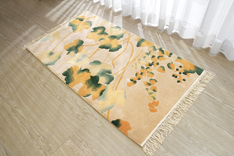 シルク緞通玄関マット 120Line Premium  彩花小紋  69×122cm