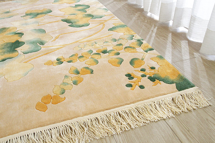 シルク緞通玄関マット 120Line Premium  彩花小紋  69×122cm