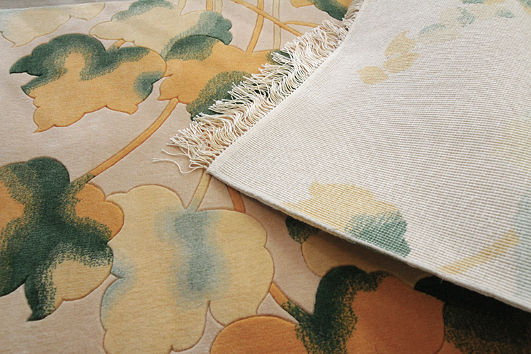 シルク緞通玄関マット 120Line Premium  彩花小紋  69×122cm