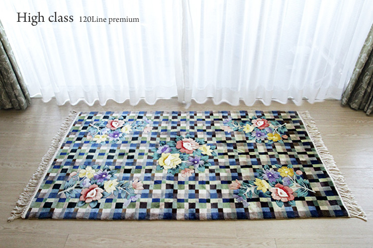 シルク緞通玄関マット 120Line Premium  CJR-0010  91×152cm