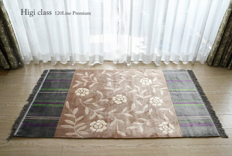 シルク緞通玄関マット 120Line Premium  JCS20  91×152cm