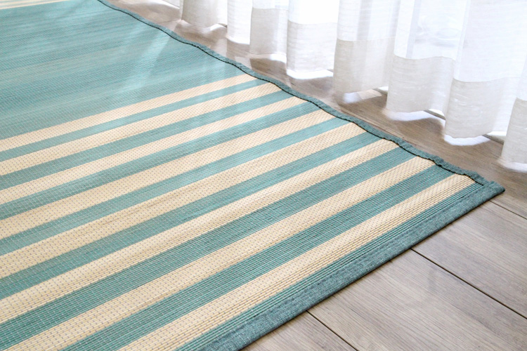 竹ラグ  三河  bamboo rug　ブルー