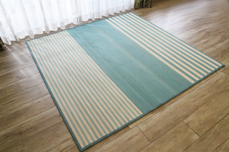 竹ラグ  三河  bamboo rug　ブルー