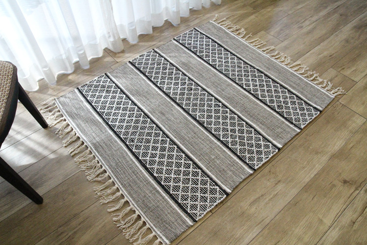 カプール  コットンラグ　India Cotton Rug  100×120cm　グレー