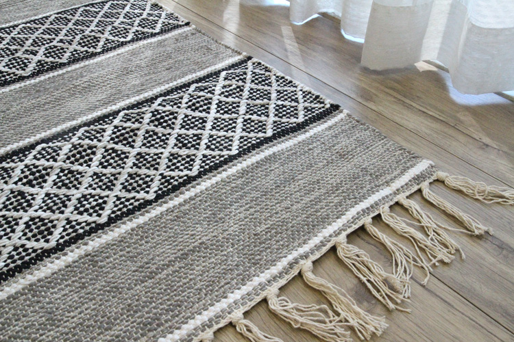 カプール  コットンラグ　India Cotton Rug  100×120cm　グレー