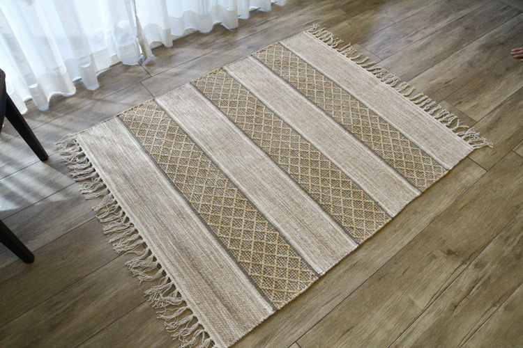 カプール  コットンラグ　India Cotton Rug  100×120cm　アイボリー