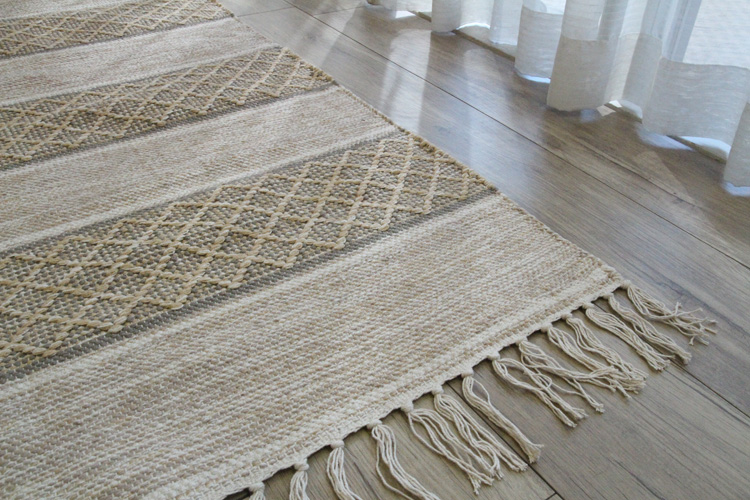 カプール  コットンラグ　India Cotton Rug  100×120cm　アイボリー