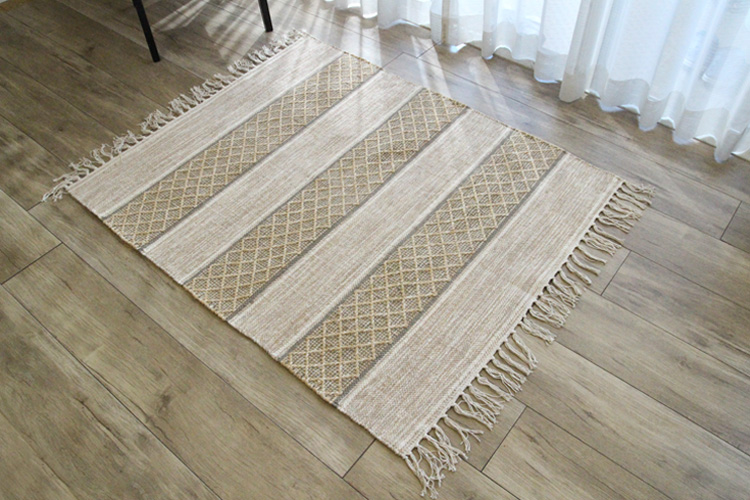 カプール  コットンラグ　India Cotton Rug  100×120cm　アイボリー