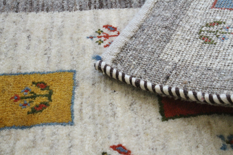 ペルシャ ギャッペ玄関マット#23528 チェス ボーダー  122×44cm