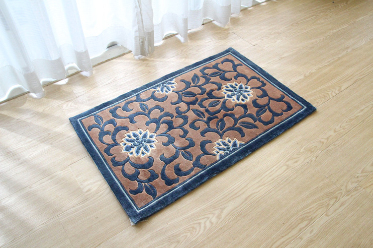 シルク緞通玄関マット 120Line Limited　唐花唐草 50×79cm