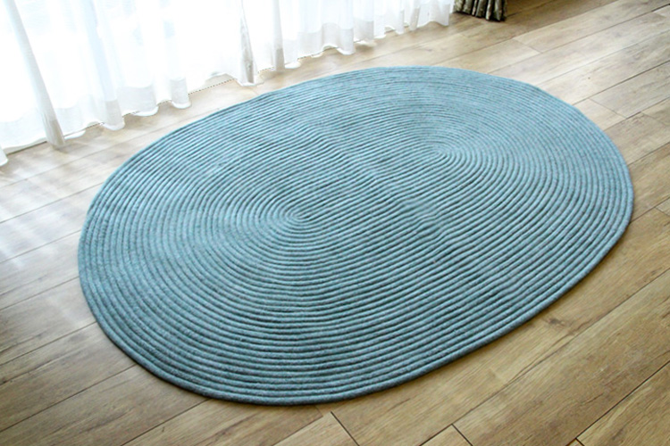コットンチューブラグ　130×180cm 楕円形  ブルーグリーン