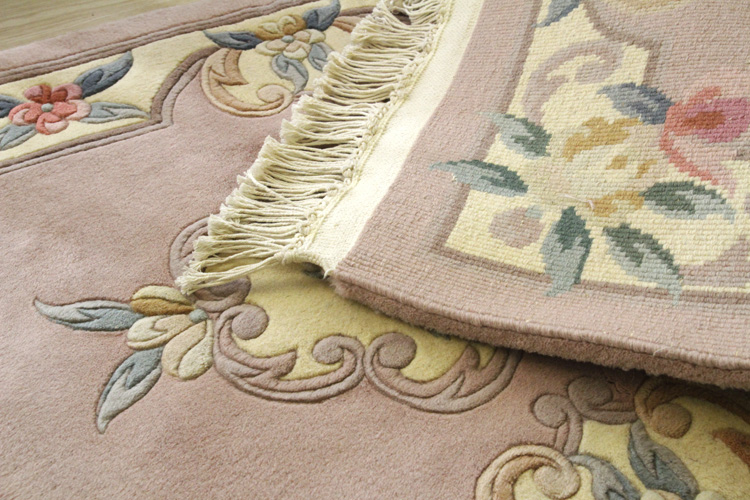 天津緞通  上質のウールを使用した手織り絨毯 ＃402  69×122cm ベージュ
