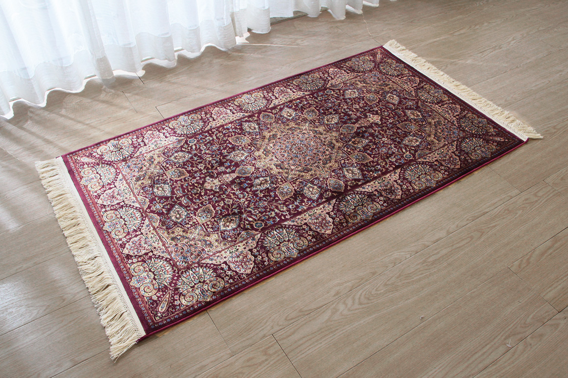 プレミアムアート 機械織りペルシャ絨毯 モダールシルク玄関マット Premium Line SMD-02097 レッド