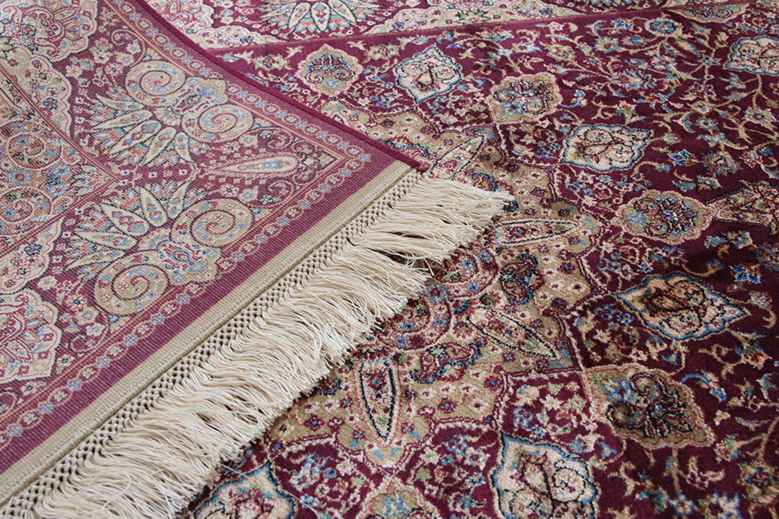 プレミアムアート 機械織りペルシャ絨毯 モダールシルク玄関マット Premium Line SMD-02097 レッド