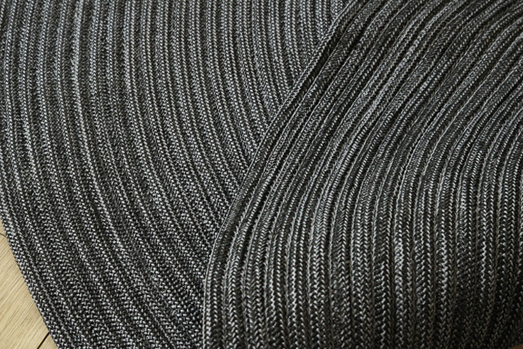 コットン　チューブラグ　130×190cm楕円形  ブラック日本製
