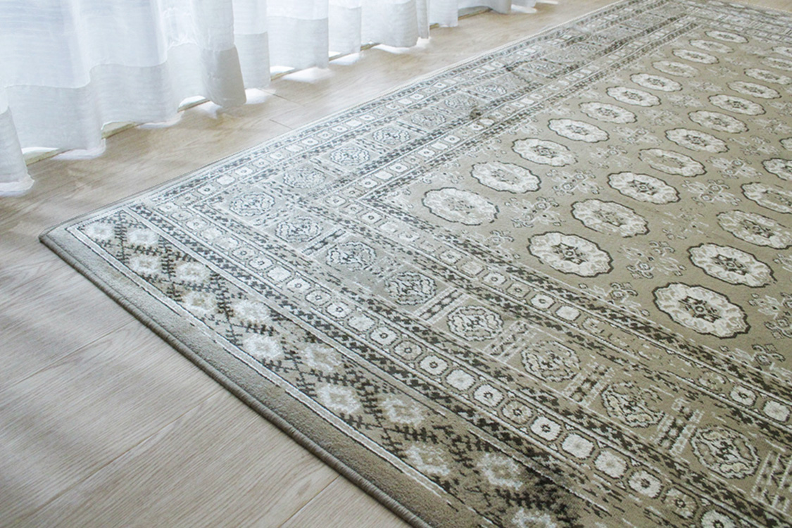 カーキ ブハラ Bukhara ベルギー製 モケット織りラグ カーキ