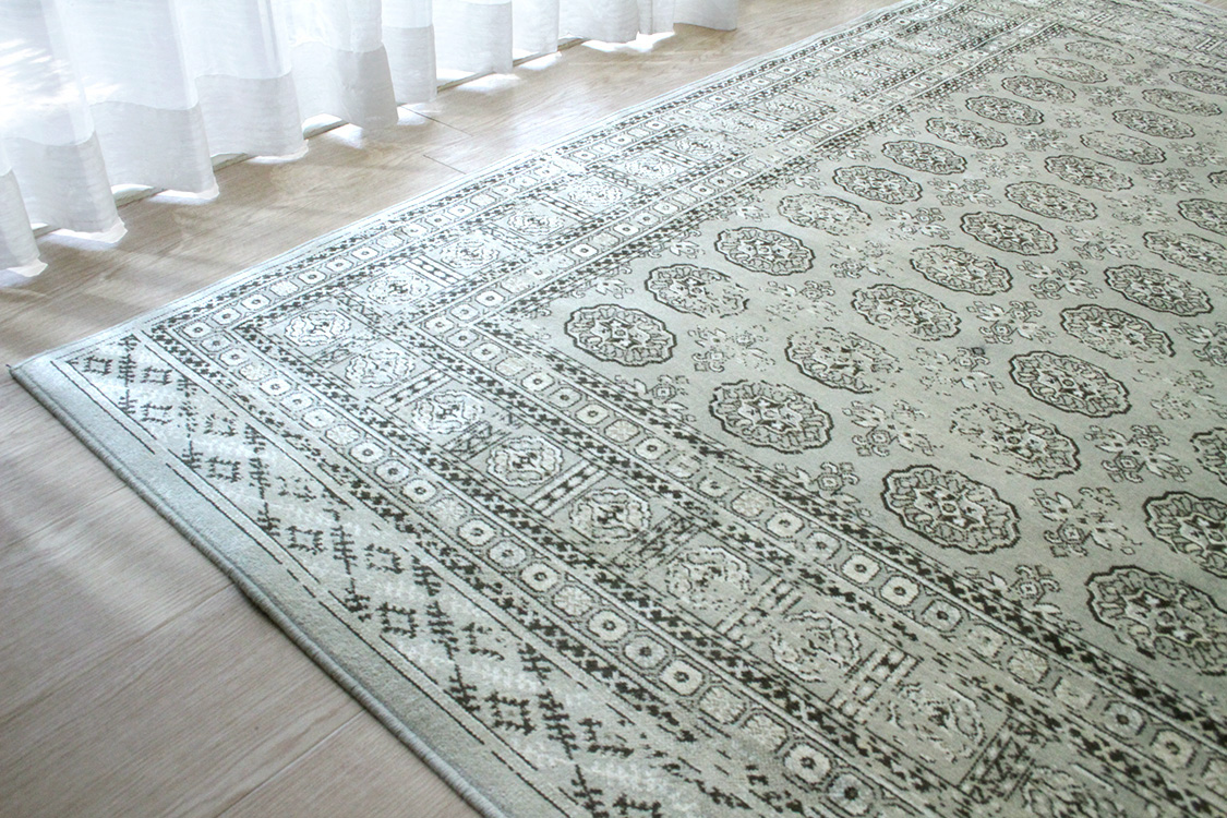 グレー ブハラ Bukhara ベルギー製 モケット織りラグ グレー