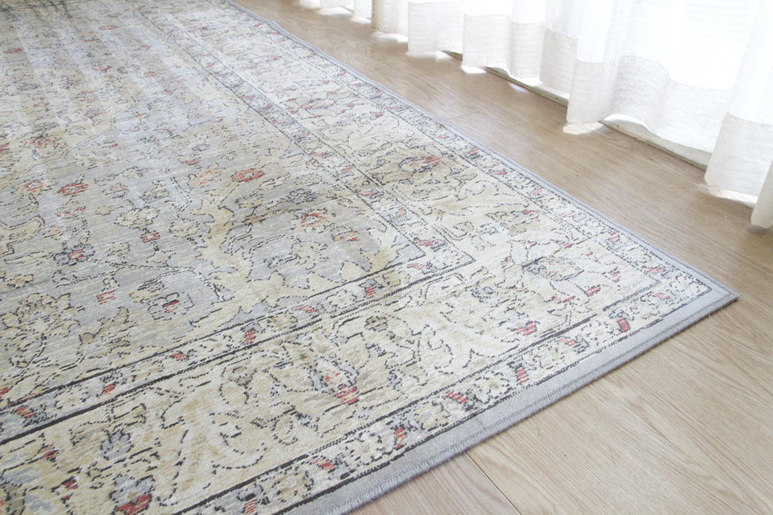 グレー マシュハド Mashhad ベルギー製 モケット織りラグ グレー