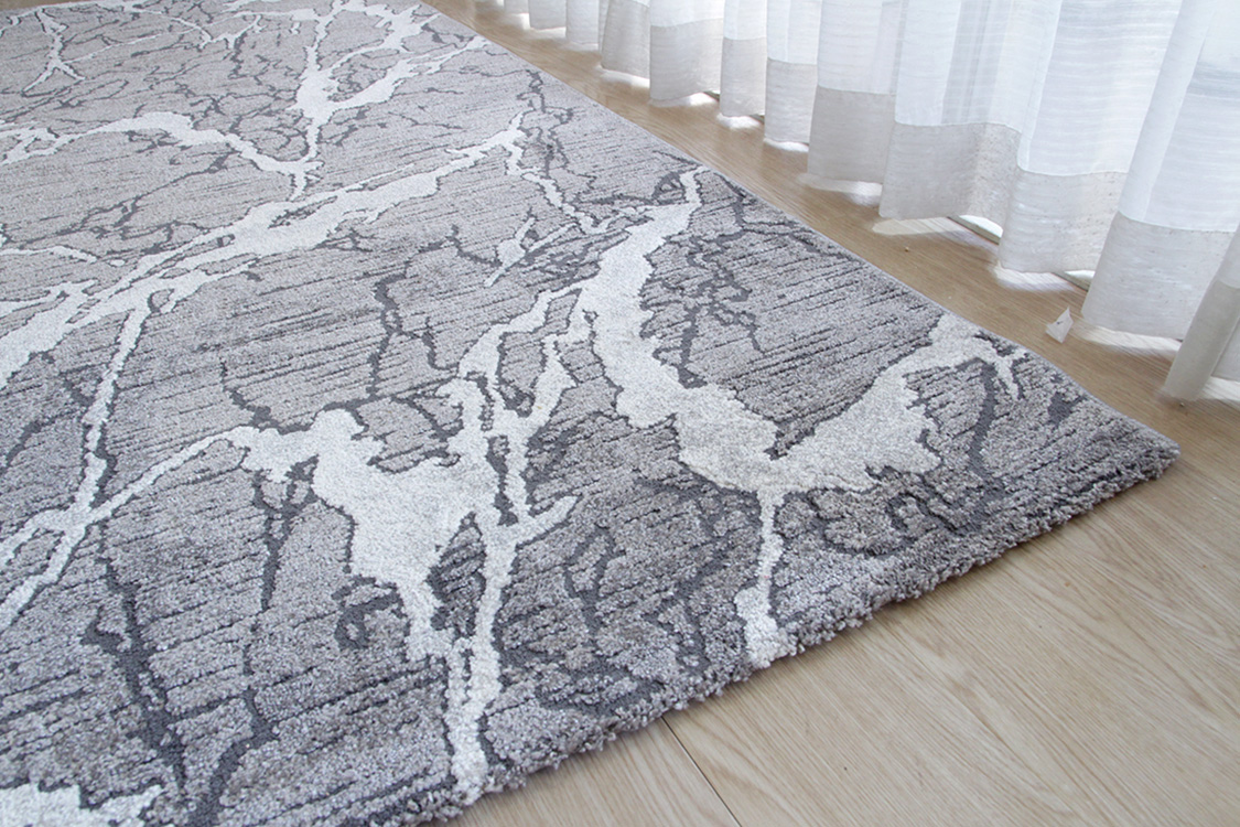 #グレー ビアンコ Bianco アートデザインラグ グレー