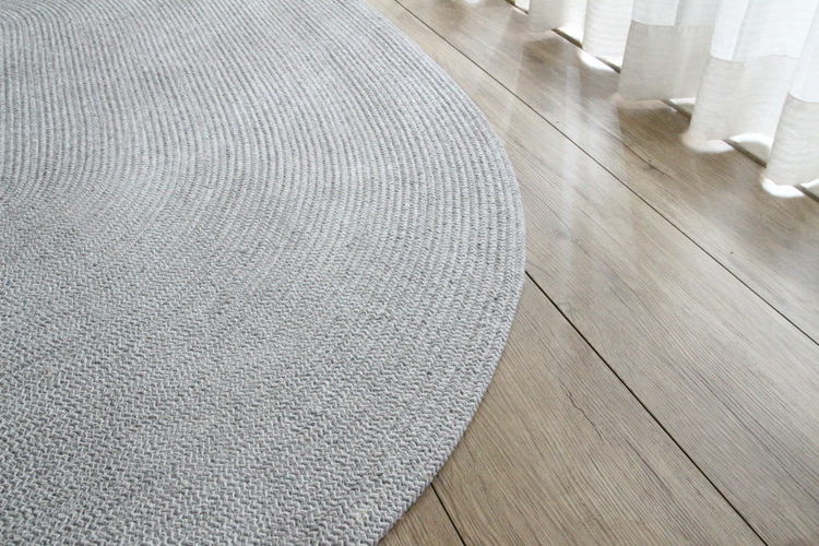 ヘリンボンテイスト コットンラグ　130×180cm楕円形